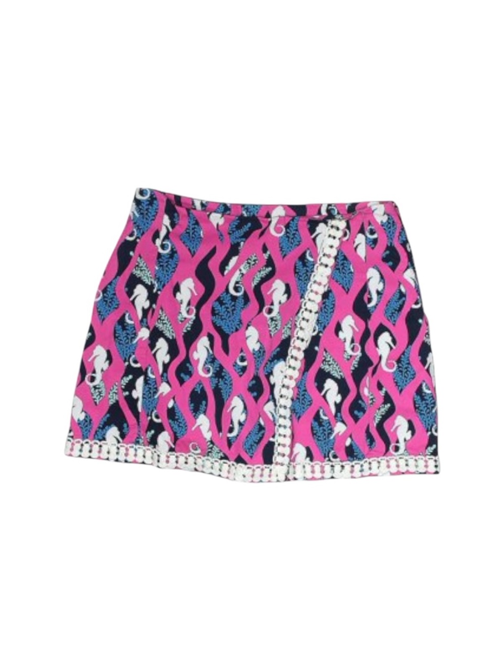 Crown & Ivy Wrap Skort Women’s 12 US Petite Pink Sea Theme Crochet Trim
